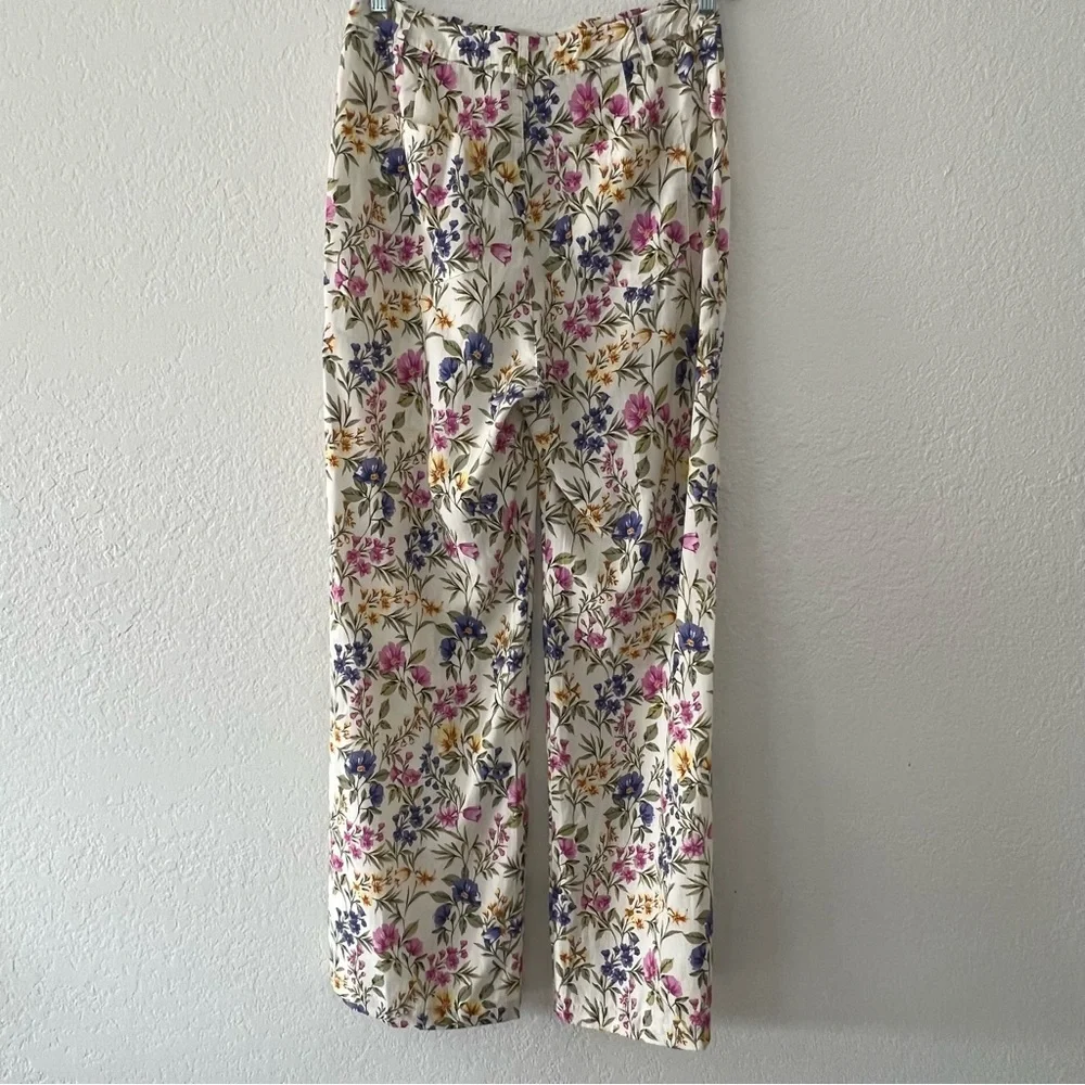 En Saison Valeria Trouser Floral Anthropologie Tencel Linen Blend Women’s Medium - Picture 5 of 8